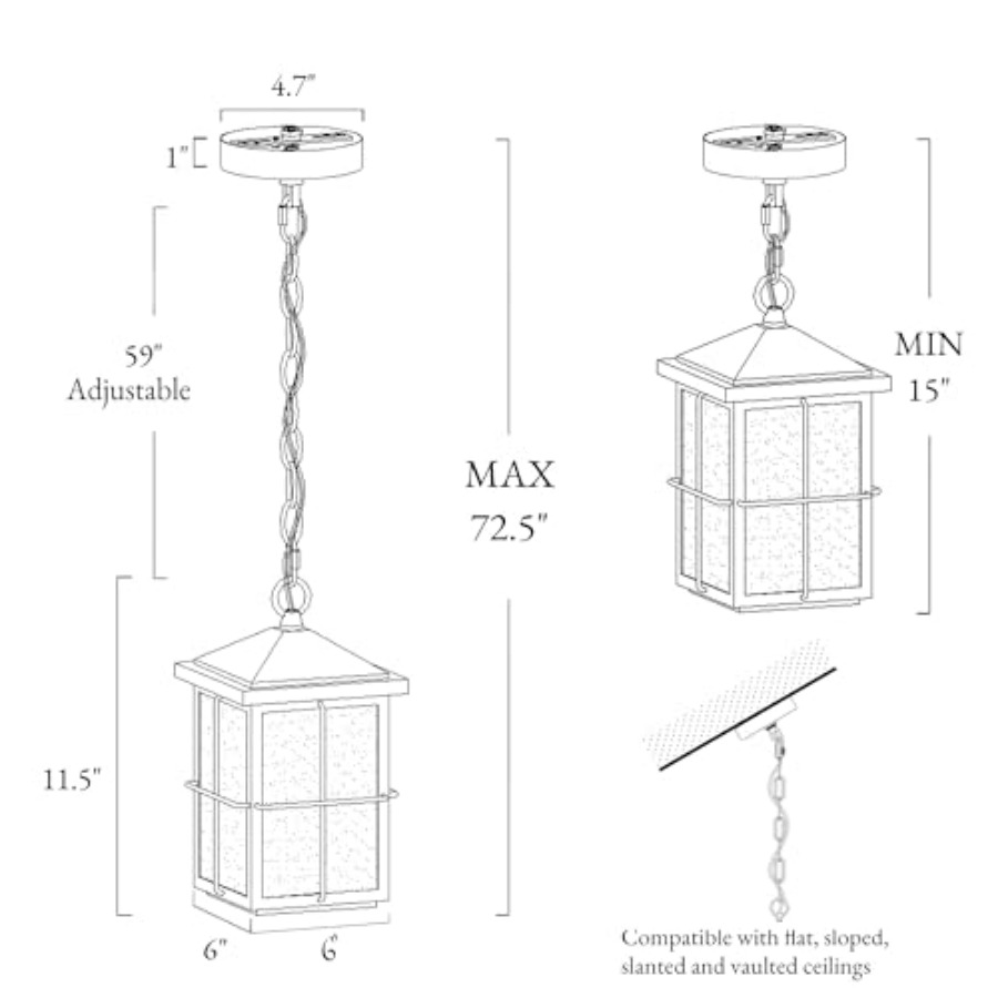 Outdoor Pendant Light Fixture, - Outdoor Lighting Black 评论和价格