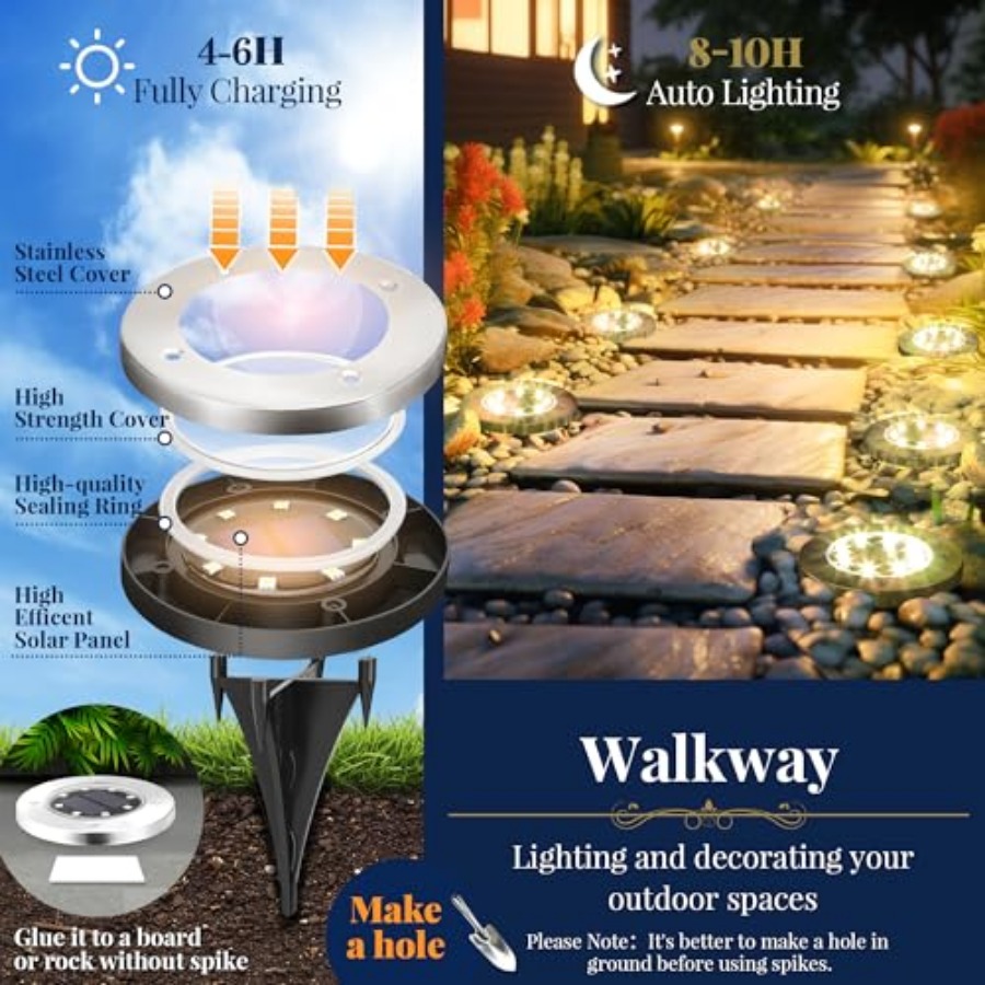 Solar Ground Lights Solar Ligh - Outdoor Lighting Waterproof 评论和价格