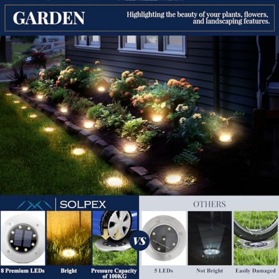 Solar Ground Lights Solar Ligh - Outdoor Lighting Waterproof 评论和价格